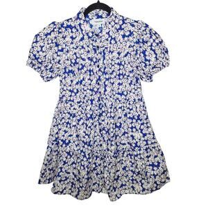 Yumi Kim Babydoll Mini Shirtdress S Ditsy Floral Tiered Puff Sleeve Button Front